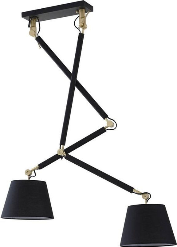 Lucande Deckenlampe Marvaine aus Metall und Stoff im Industrial Design für Wohnzimmer und Esszimmer, Schwarz und Goldfarben, E27 - Bild 1