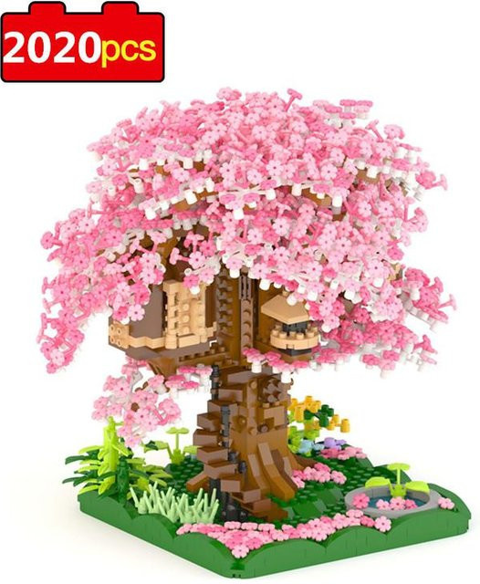 Kidsly Topfpflanzen Blöcke Ziegel City Mini Sakura Sukkulenten Kirschblüte Haus Baum Modell Bausteine, ab 6 Jahren - Bild 1