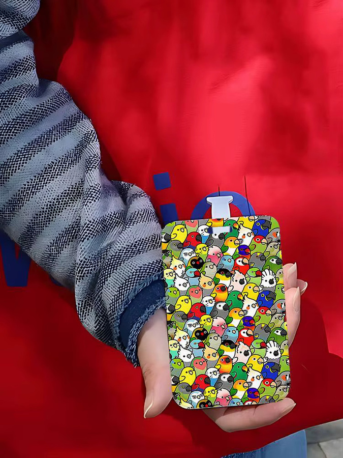 Bunter Papagei-Ausweishalter mit Etui aus Kunststoff für Schule und Büro - Bild 5