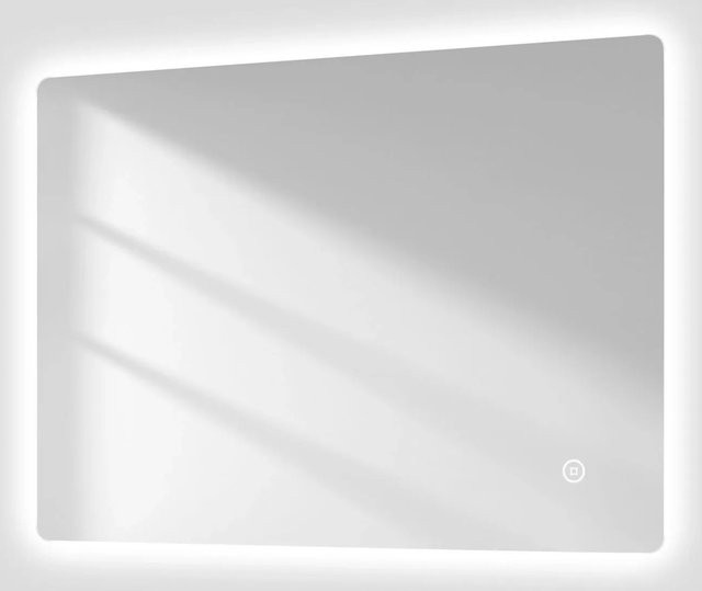 Emke Badspiegel mit LED-Beleuchtung und Touchschalter, dimmbar, Weiß, Breite: 80 cm, Höhe: 60 cm - Bild 1