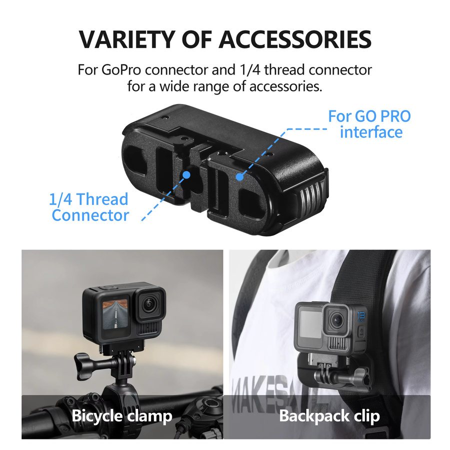 Magnetische Aluminium-Klemmhalterung mit Schnellverschluss und Doppelklauen-Schnittstelle für GoPro Hero 13 und GoPro Max 2 Lit in Schwarz mit 1/4-Zoll-Schraube - Bild 5