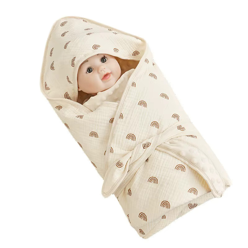 Baby Swaddle Decke aus reiner Baumwolle für Neugeborene mit niedlichem Cartoon-Design, dünne Sommerdecke für Babys, Unisex - Bild 3