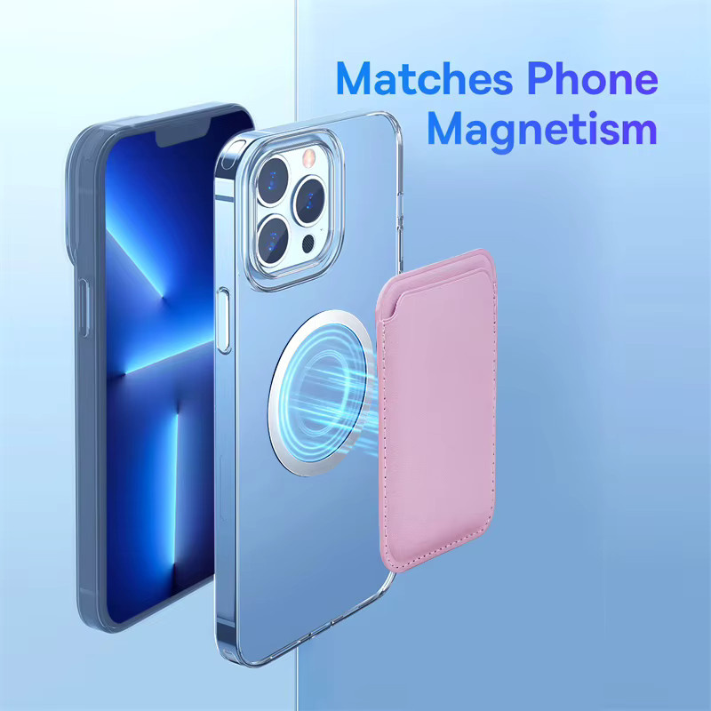 Magnetische Leder-Brieftasche als Kartenhalter und Schutzhülle für Apple iPhone 17 16 15 14 13 Pro Max Plus, Farbe: Purple - Bild 4