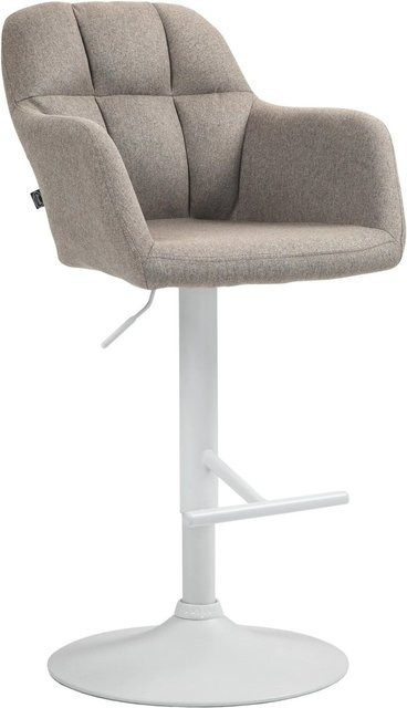 DELUKE Barhocker TUBEL in Taupe Weiß, höhenverstellbarer Barstuhl aus Stoff mit Lehne und 360 Grad Drehbarkeit, B/T/H: 57 x 59 x 97 cm - Bild 1