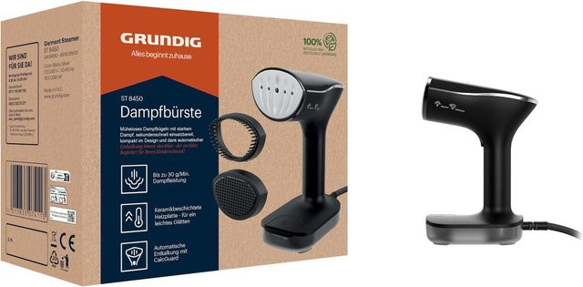 Grundig ST 8450 Dampfbürste in Schwarz mit 2280 Watt, Keramikbeschichteter Heizplatte und 200 ml Wassertank - Bild 2