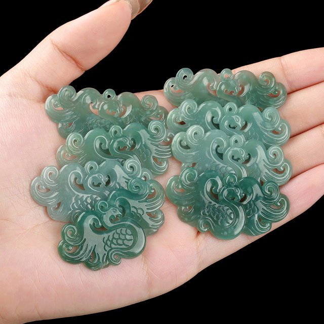 Anhänger Guatemala Jadeit, Phönix, Naturstein, Unisex - Bild 1