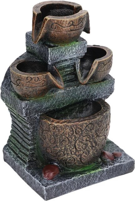 Dekorativer Zimmerbrunnen von KONNWEI mit dreischichtigem Design in Schwarz und Braun, USB-Betrieb für Büro und Zuhause - Bild 1