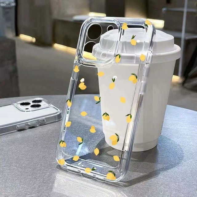 Transparente Samsung Handyhülle mit gelbem Zitronenmuster für Galaxy S26 S25 Ultra S24 S23 FE S22 S21 Plus S20 A73 5G A72 A71 - Bild 1