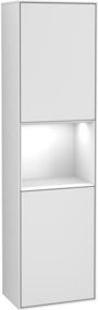 V&B Hochschrank Finion mit Wandbeleuchtung und Glastüren in Weiß lackiert, B/T/H: 41,8 x 15,0 x 151,6 cm - Bild 1