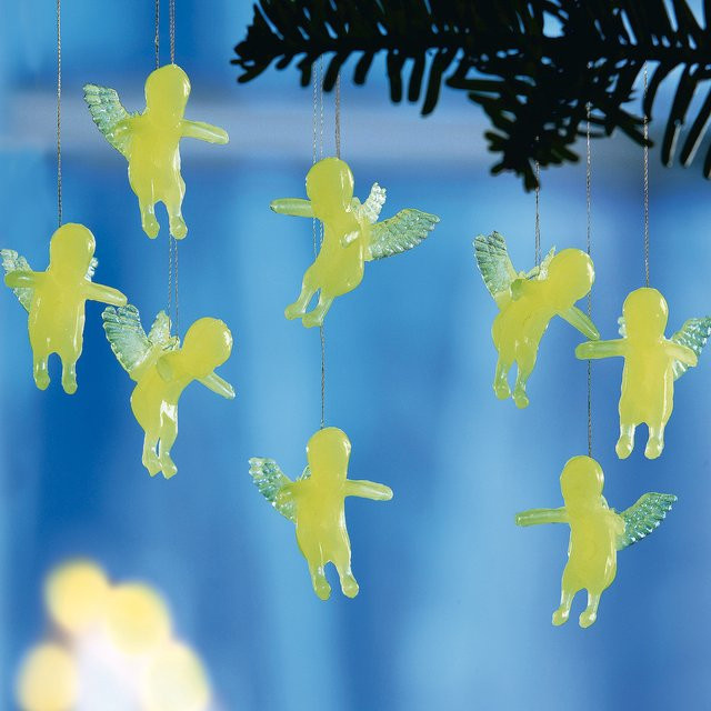 Viva Domo Leucht-Engel Weihnachtsfiguren zum Aufhängen, 30 Stück, Grün und Gelb - Bild 1