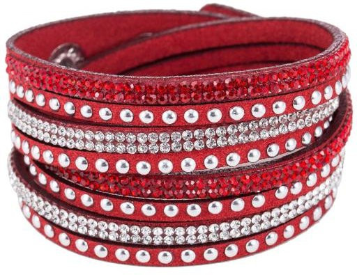 SILVERHOO Damen-Armband, Kunstleder, rot, Kristall - Bild 1