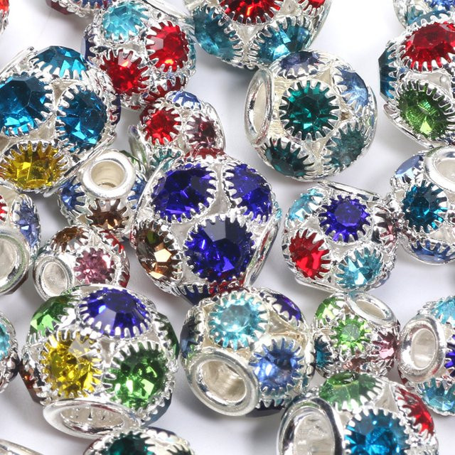 Laudsong Strass-Kristallperlen, runde Metallkugel, 8/10/12/14 mm, Unisex - Bild 1