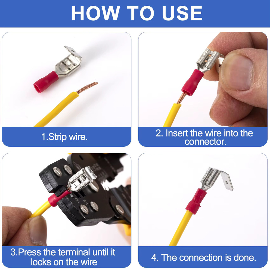 ELECAPITAL 20er Set Isolierte Piggy Back Spade Terminators Butt Stecker Crimp Elektrische Terminals 10-22AWG in Rot, Blau und Gelb - Bild 3