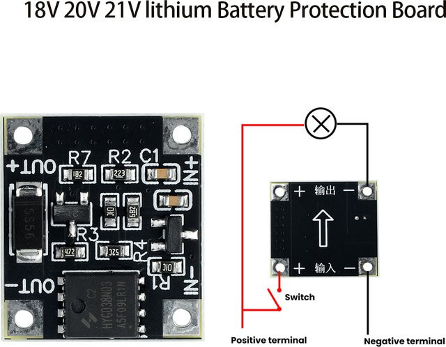 Gaqqee Lithium-Batterie Unterspannungsschutzmodul mit 10A Abschaltmodul für Überentladungsschutz, Farbe: Schwarz - Bild 1