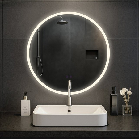 CLP Badspiegel Laconia runder Wandspiegel mit LED-Beleuchtung, Bluetooth-Lautsprecher und Anti-Beschlag-Funktion, dimmbar mit 3 Licht-Modi