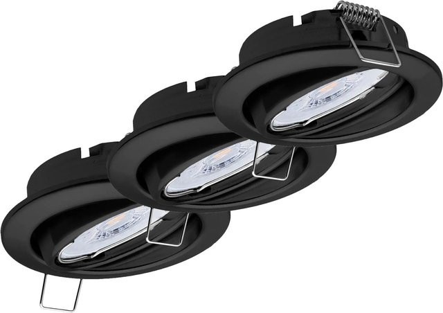 Oktaplex 3er Set Dijon Deckeneinbaustrahler Schwarz mit LED Modul, schwenkbar, Warmweiß 2700K, 4,8W, 380lm - Bild 1