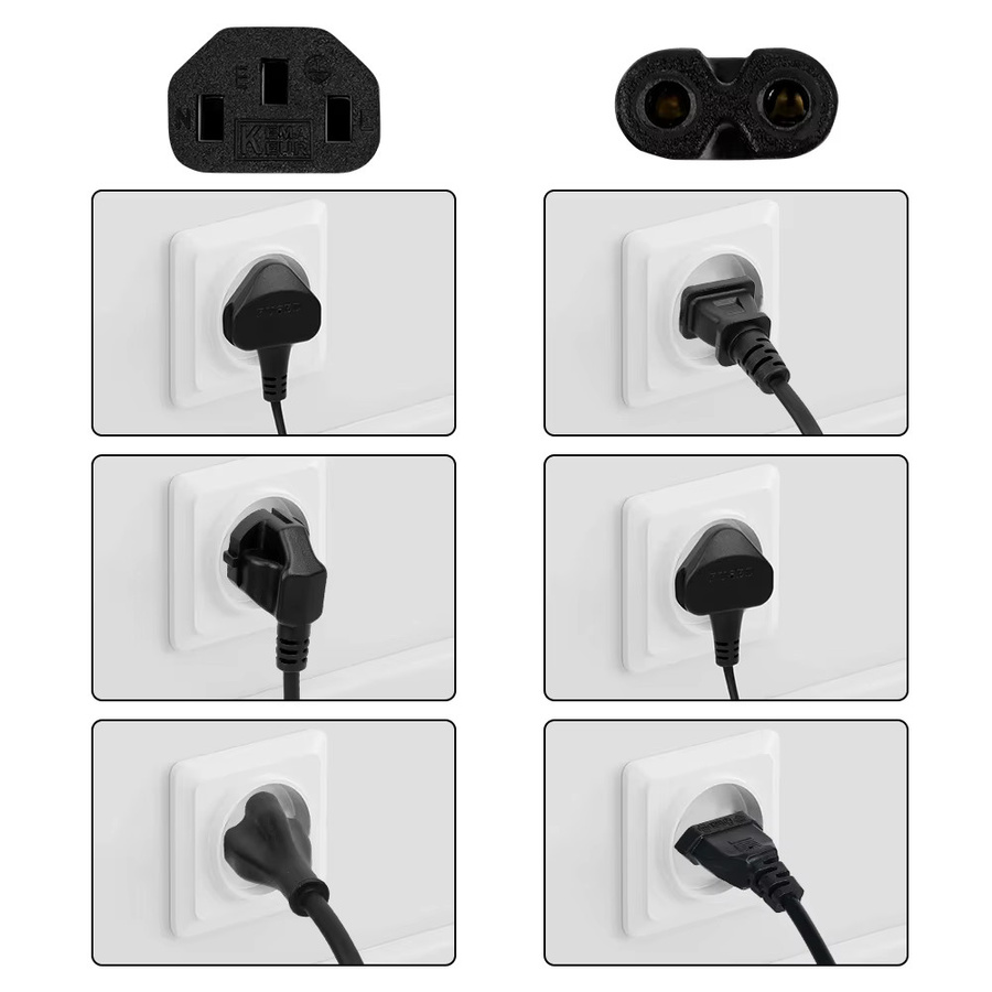 Netzkabel aus reinem Kupfer mit EU- und US-Stecker für Laptop, PC, LCD und LED in Schwarz, Länge: 1,5 m - Bild 3