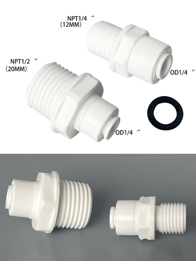 10 Stück PVC RO Straight Rohrverschraubung Schnellanschlusssystem für 1/4 Zoll OD Schlauch mit 1/4 Zoll BSP Außengewinde in Weiß für die Wasseraufbereitung - Bild 2