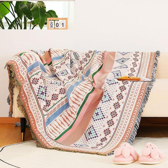 Morse Bohemian gewebte Decke mit Quaste, mehrfarbig, B/B: 180 x 180 cm - Bild 1
