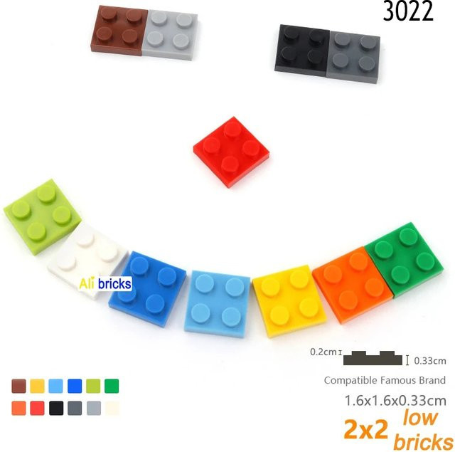 JIAJIALE MOC Montieren Partikel 3022 Dünne Platte 2x2 Punkte Bausteine, 30-teiliges Set, Gelb - Bild 1