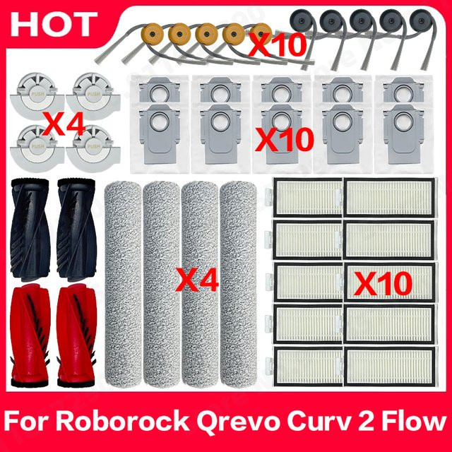 Roborock Qrevo Curv 2 Flow Zubehör-Set mit Rollenbürste, Seitenbürste, HEPA-Filter und Staubbeuteln - Bild 1