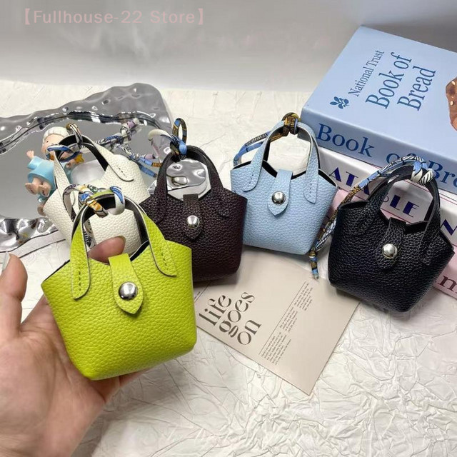 Taschenanhänger Leder, Mini-süßer Korb, Bluetooth-Kopfhörertasche - Bild 1