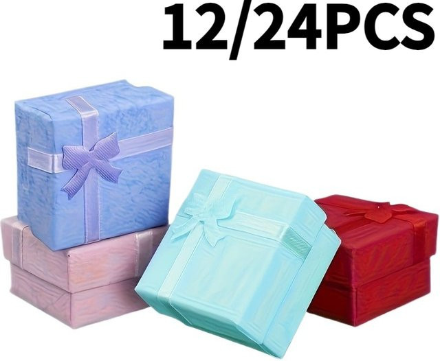 Mehrfarbige Ring-Geschenkboxen aus Papier für Schmuck wie Ohrringe, Anhänger und Halsketten, 12 Stück - Bild 1