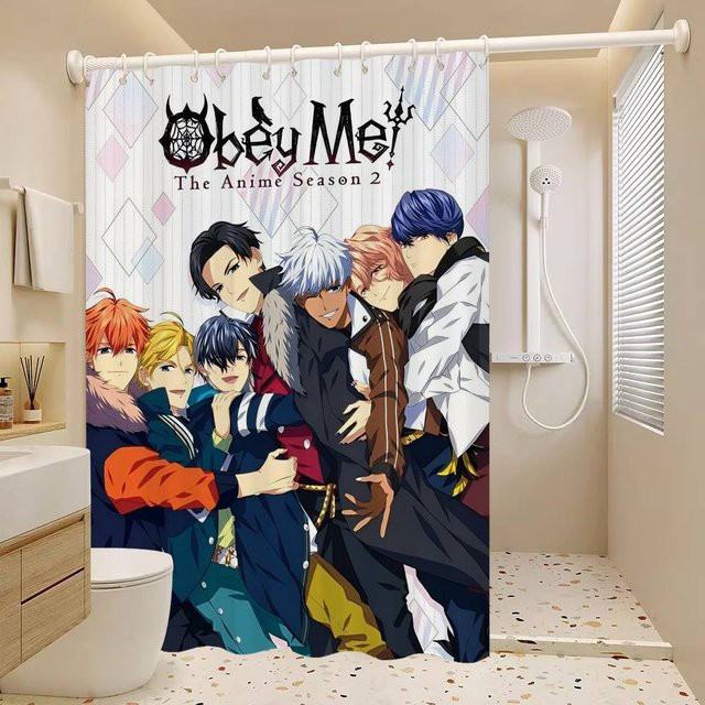 Beast Kingdom Obey Me Wasserdichter Duschvorhang aus Polyester, Mehrfarbig, B/H: 90 x 180 cm - Bild 1