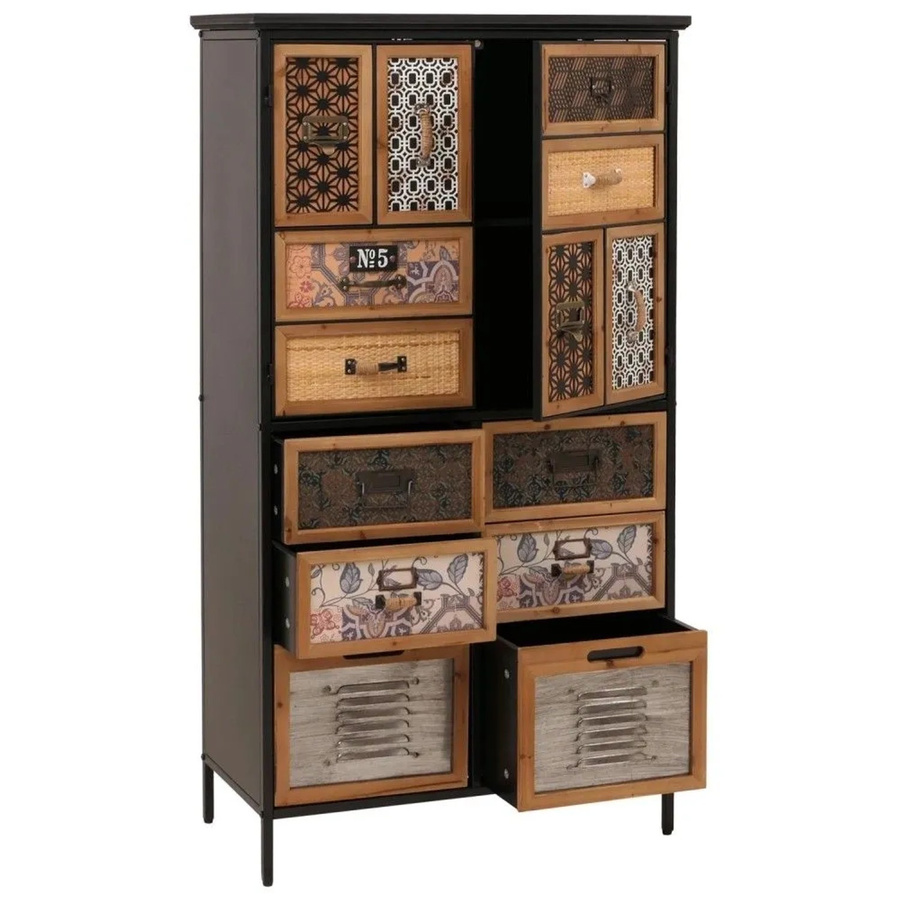 Apothekerkommode MCW-O80 Highboard im Vintage Shabby-Look, Farbe: Natur/Bunt Metalloptik, B/H/T: 136 x 73 x 35 cm - Bild 2