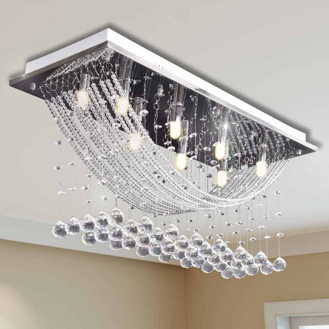 vidaXL Deckenlampe aus Metall und Glas in Weiß und Silber mit funkelnden Glasperlen für 8 x G9 Leuchtmittel, Höhe: 29 cm - Bild 1