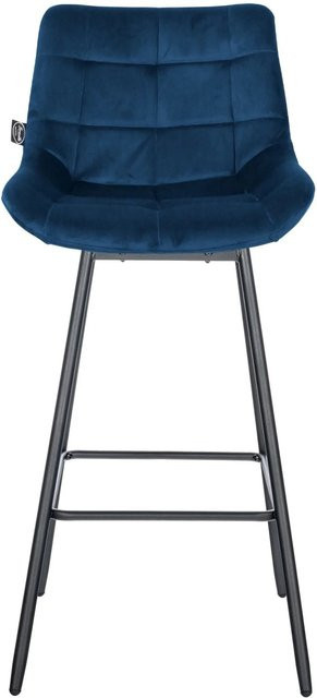 4er Set DELUKE Barhocker VISEN aus Samt in Blau, drehbare Barstühle mit Lehne, B/T/H: 49 x 56 x 105 cm - Bild 1