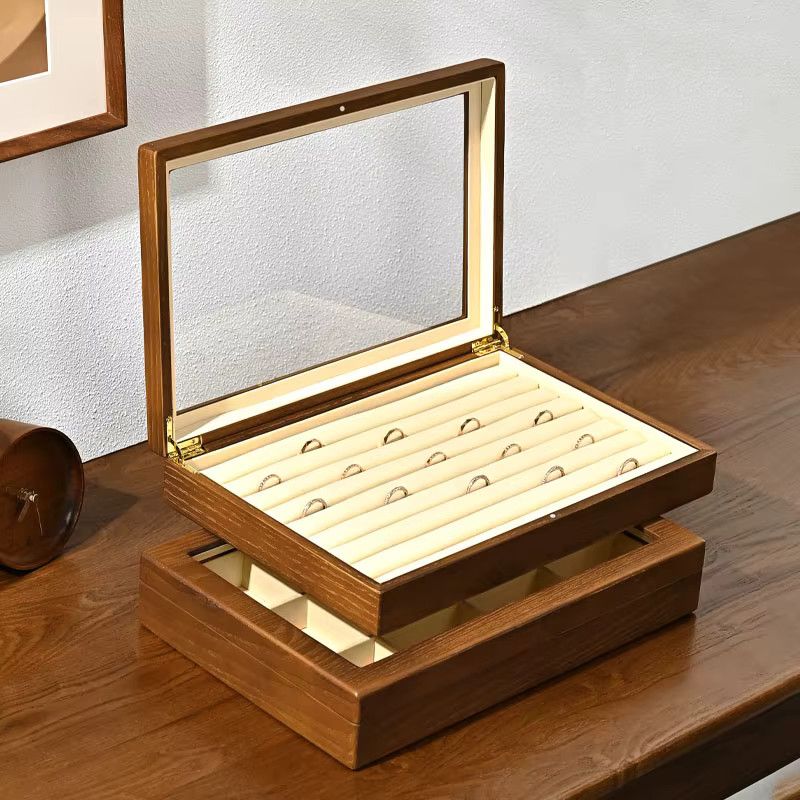 Oirlv Schmuckschatulle aus Holz als Organizer und Vitrine für Uhren, Ringe, Halsketten und Armbänder - Bild 2