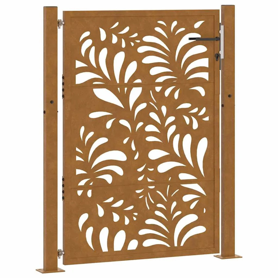 vidaXL Gartentor aus Verwitterungsstahl in Braun mit Wellendesign, B: 110 cm, H: 130 cm - Bild 2