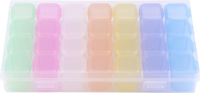 Wosawe Outdoor Sports Aufbewahrungsbox aus Kunststoff mit 28 Fächern für Schmuck, Perlen und Nailart in Beige - Bild 1