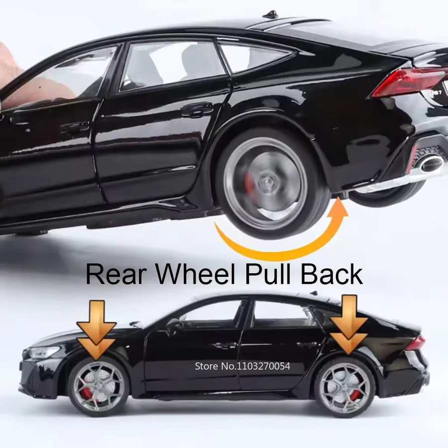MAKEDA RS7 Sportback Diecast Modellauto 1:24 in Grau und Schwarz mit Sound und Licht - Bild 3