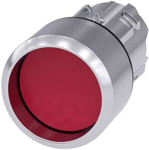 Siemens Drucktaster 3SU1050-0CB20-0AA0 mit Frontring aus Metall in Hochglanz, rund, Farbe Silber und Rot - Bild 1