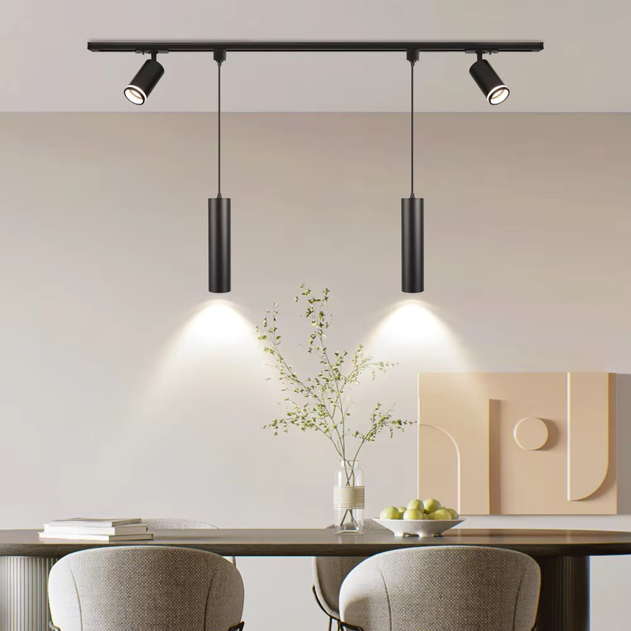 CHUANGYANG LED Schienensystem Set mit COB Schienenleuchten in Schwarz für Wohnzimmer, Küche und Shop, warmweißes Licht - Bild 3