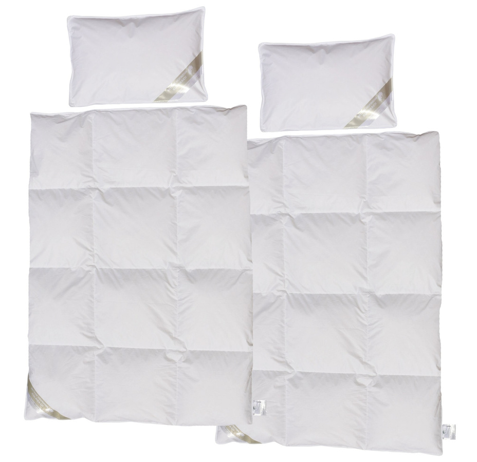 2er Set Betten Hofmann Luxus Kinder Ganzjahres-Daunendecke mit Kissen in Weiß, 4-teilig, Decke B: 100 cm x B: 135 cm, Kissen B: 40 cm x H: 60 cm - Bild 1