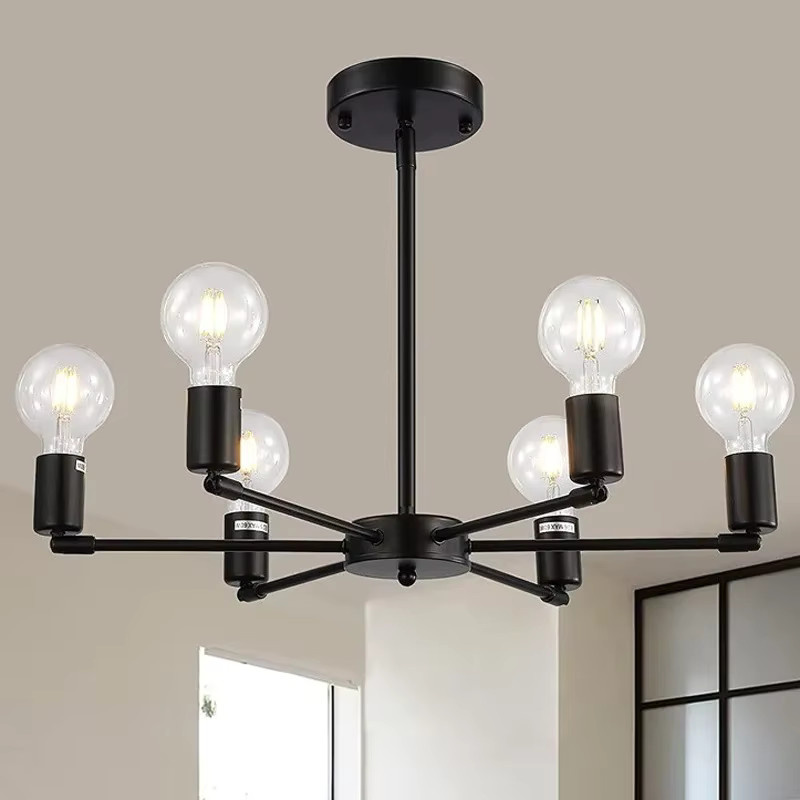Ludengchaoshi Retro Deckenleuchte in Schwarz aus Metall für Wohnzimmer und Esszimmer - Bild 2