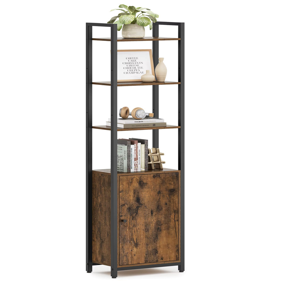 VASAGLE Bücherregal mit Türen und offenen Regalfächern, Braun-Schwarz, H x B x T: 159,5 x 40 x 24 cm - Bild 2