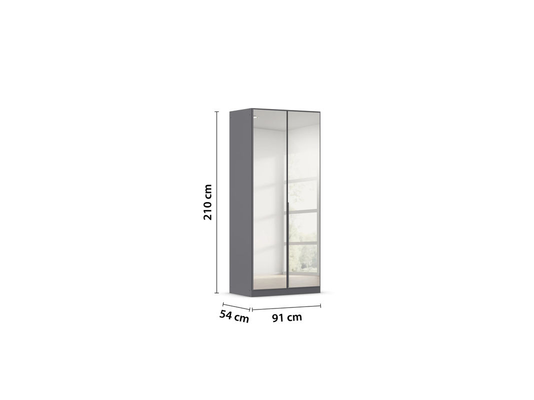 RAUCH Drehtürenschrank Alabama mit Spiegel in Eiche Sonoma und Graumetallic, B/T/H: 91 x 0 x 210 cm - Bild 3