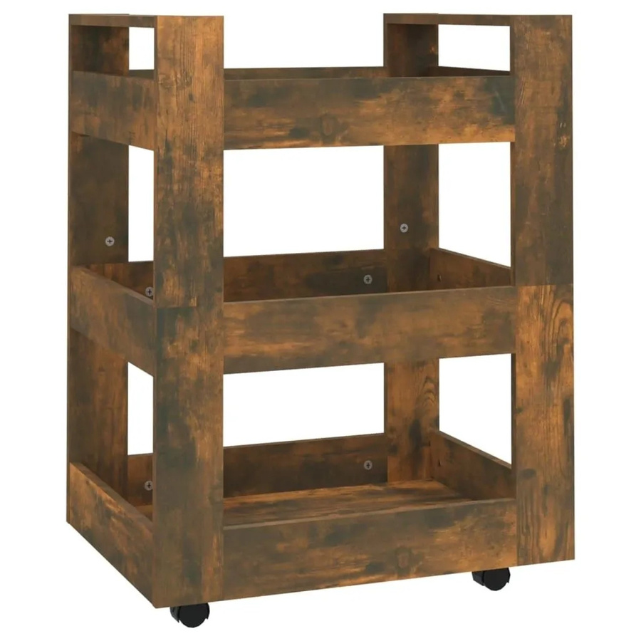 vidaXL Küchenwagen aus Holz in Räuchereiche, Braun, B/T/H: 60 x 45 x 80 cm - Bild 2