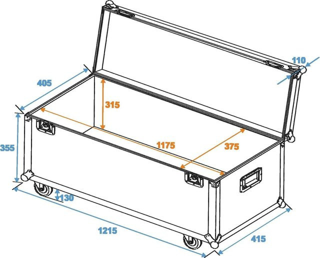 Roadinger Universal-Transport-Case mit Rollen, Breite: 120 cm, Tiefe: 40 cm - Bild 1