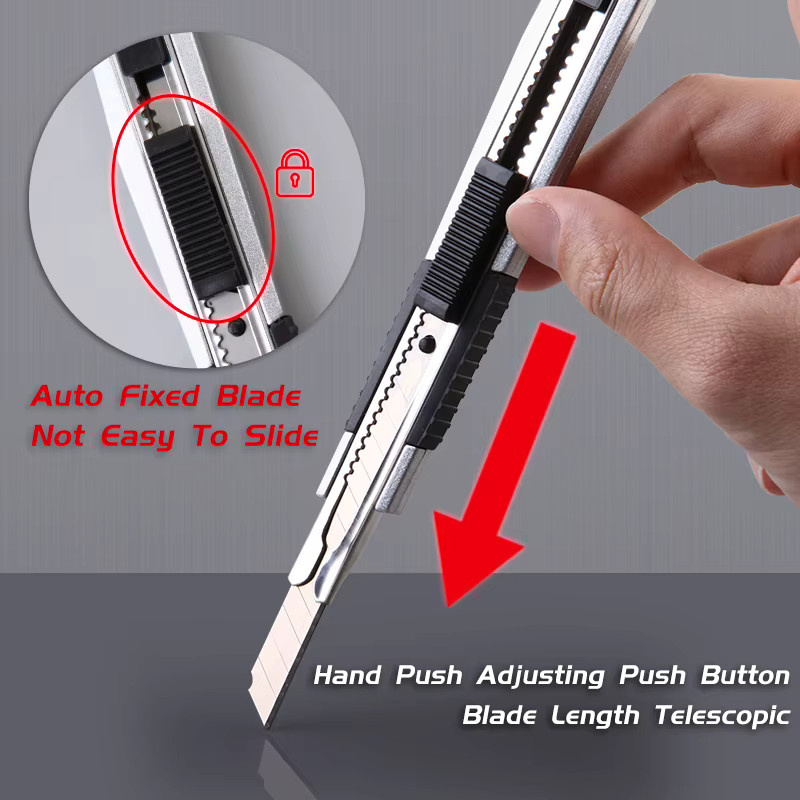 Einziehbares Allzweckmesser aus Edelstahl in Silber, 9 mm Klingenbreite, ideal zum Auspacken, Schneiden von Papier und für Handwerksschnitzereien - Bild 3