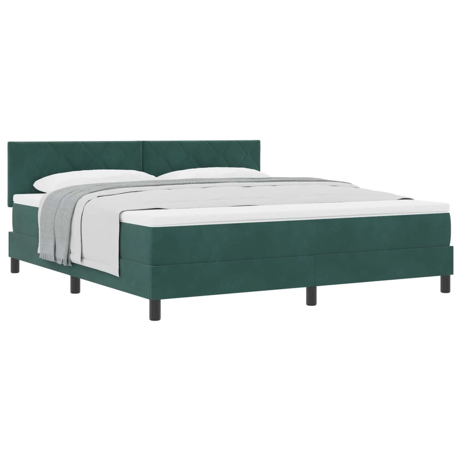 vidaXL Boxspringbett mit Matratze in Dunkelgrün aus Samt, B/T: 180 x 200 cm - Bild 2