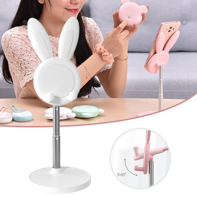 GoolRC Desktop Handyhalter mit Hasenohren in Weiß und Pink - Bild 1