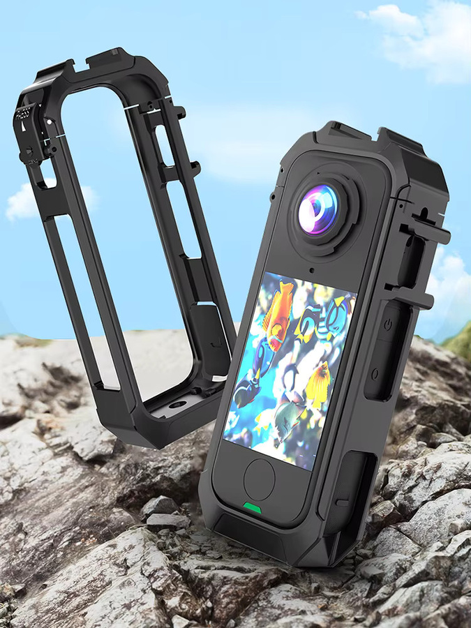 MOJOYCE PC-Schutzrahmen für Insta360 X4 Air Actionkamera mit magnetischem Schnellverschluss, 1/4-Zoll-Gewinde und Cold-Shoe-Halterung in Schwarz - Bild 5