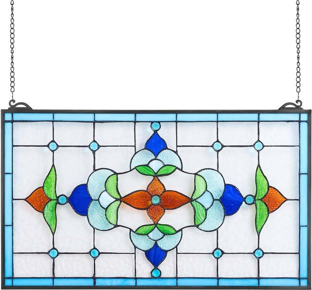 Buntglasfensterpaneel von Buying Solutions, MB im Tiffany-Stil, abstraktes Design, mehrfarbig, Rechteck, Breite: 66,4 cm, Höhe: 40,2 cm - Bild 1
