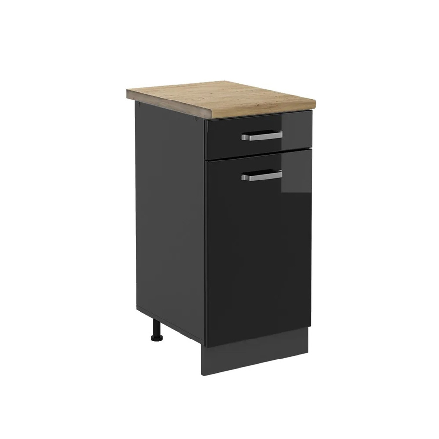 Vicco Küchenunterschrank R-Line in Schwarz Hochglanz und Anthrazit mit Eiche-Optik, B/T/H: 40 x 60 x 81,6 cm - Bild 2