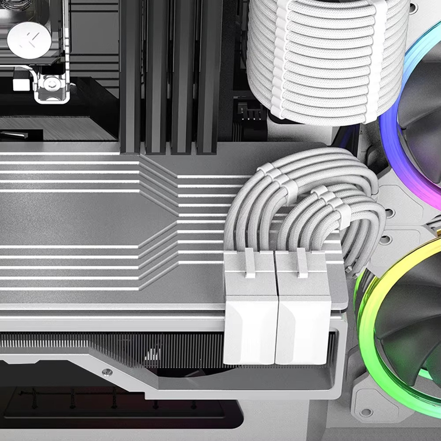 ATX 8 Pin auf 6 Pin Power Adapter 180 Grad abgewinkelt in Weiß für Grafikkarte GPU - Bild 3